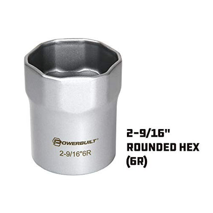 Powerbuilt 2-9/16 Inch Rounded Wheel Bearing Lock Nut Socket, 6 Point Hex, Dodge Trucks Manual Hubs - 647067 - style: 2-9/16" Rounded Hex
