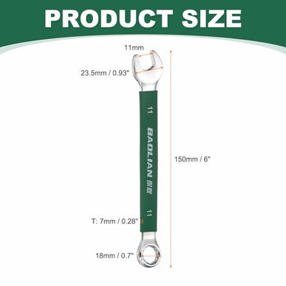 HARFINGTON 11mm Metric Combination Wrench 10 Degree Offset 12 Point Cr-V Steel Single Open End Spanner Wrenches for Automotive Repair Furniture Assembly - size: 11mm