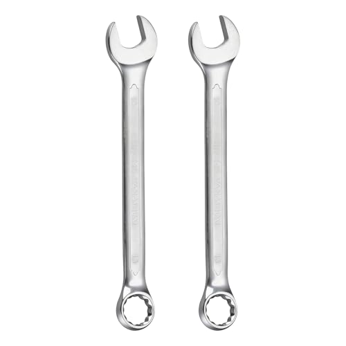 HARFINGTON 2Pcs Metric Combination Wrench 18mm Open End & 15-Degree Offset 12-Point Box End Chrome Vanadium Steel Industrial Grade Double Ended Wrenches Spanners Tools - size: 18mm