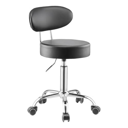 VEVOR Shop Stool with Backrest, Pneumatic Height Adjustable Garage Seat, 300 lbs Load, Roller Creeper Seat, 360 Swivel Padded Workshop Stool, Black - style: with Backrest and Casters