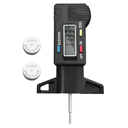 Digital Tire Tread Depth Gauge, 1 Inch/25.4 mm Metal Tread Depth Measurement with LCD Display, Accurate Zeroable Tire Depth Measuring Tool for Cars Trucks Vans SUVs (Black) - color: Black