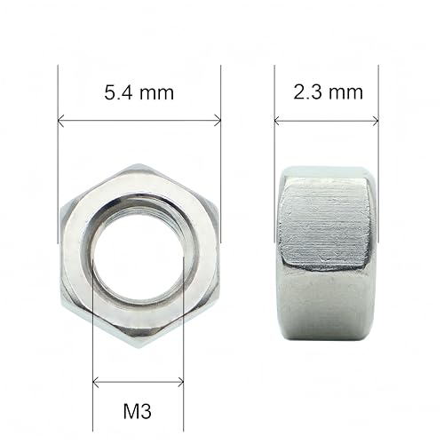 330 Pcs M3-0.5 Hex Nuts, 304 Stainless Steel | Standard Metric Coarse Thread, Hardware Nuts - size: M3 (330Pcs)
