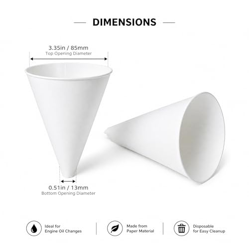 25 PCS Disposable Paper Funnels, Universal Oil Fuel Fluid Funnel for Car SUV Sedan Truck, No Spill Cone Funnel for Automotive Oil & Gas Changing
