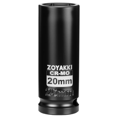 1/2" Drive 20mm Deep 6 Pt CR-MO Metric Impact Socket for Axle Nuts - size: 20mm, style: 1/2" Drive Deep