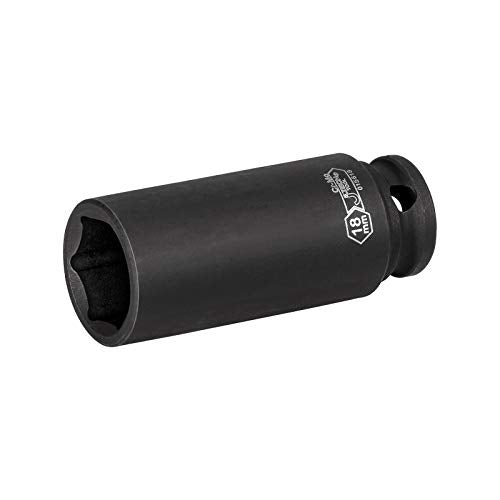 Jetech 3/8-Inch Drive 18mm Deep Impact Socket with 6-Point Design, Heat-Treated Chrome Molybdenum Alloy Steel, Metric - size: 18mm