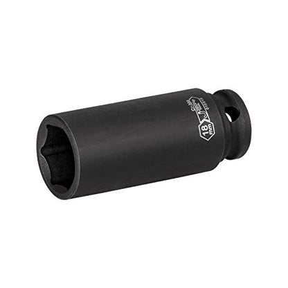 Jetech 3/8-Inch Drive 18mm Deep Impact Socket with 6-Point Design, Heat-Treated Chrome Molybdenum Alloy Steel, Metric - size: 18mm