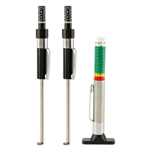 2 Pcs Brake Pad Thickness Gauge with Tire Tread Depth Gauge, Tire Tread Gauge Color Coded, Brake Pad Measure Tool with Scale for Car, Truck, Motorcycle