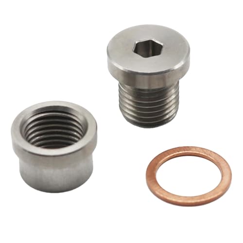 12mm Kit Steel Bung & Steel Plug + Washer Kit Transmission Sump Drain Plug Oil Pan Drain Plug (Weld In)