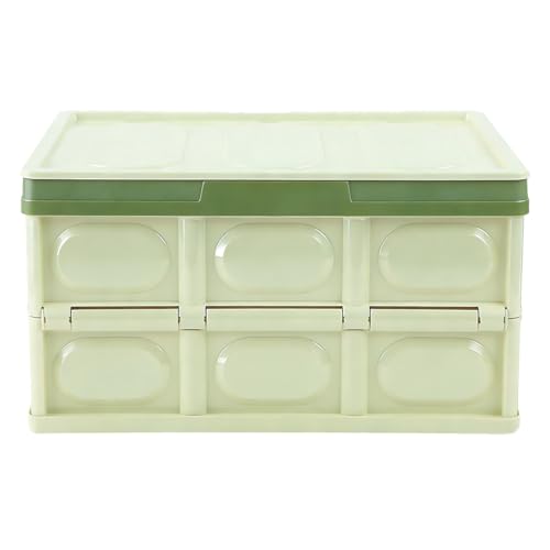 YoRise Car Trunk Organizer, Plastic Waterproof Foldable Car Cargo Storage Box with Lid, Universal Portable Automotive Tool Container Accessories for SUV Truck Sedan (Green) - color: Green