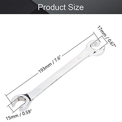 Utoolmart Flare Nut Wrench, 15mm x 17mm Metric Double Open End, 2Pcs - color: 2pcs, size: 15x17mm