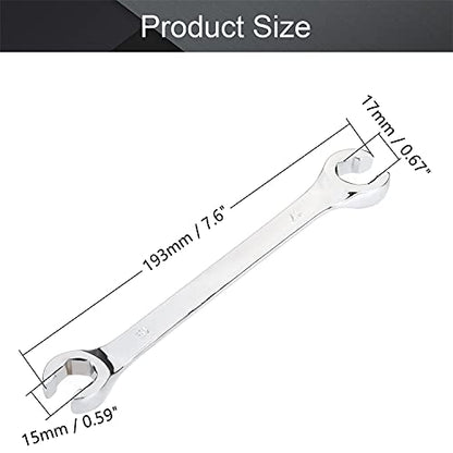 Utoolmart Flare Nut Wrench, 15mm x 17mm Metric Double Open End, 2Pcs - color: 2pcs, size: 15x17mm