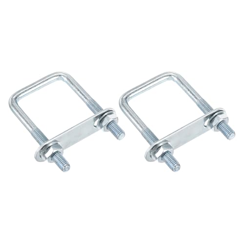 DTGN M8x40x80mm U Bolts Square Kit - 2Set - Carbon Steel U-Bolt Kit with Nuts, Washers, Frame Plate - Good for Pipe, Trailer, Automotive, Leaf Spring Fastener - size: M8x40x80mm