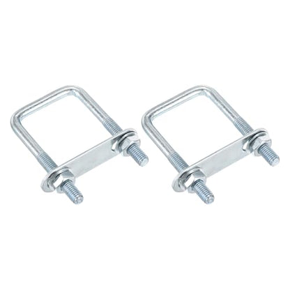 DTGN M8x40x80mm U Bolts Square Kit - 2Set - Carbon Steel U-Bolt Kit with Nuts, Washers, Frame Plate - Good for Pipe, Trailer, Automotive, Leaf Spring Fastener - size: M8x40x80mm