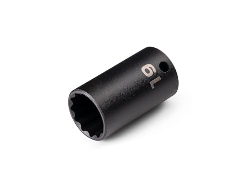 TEKTON 3/8 Inch Drive x 19 mm Semi-Deep 12-Point Impact Socket | SID14319 - size: 19 mm, style: Semi-Deep