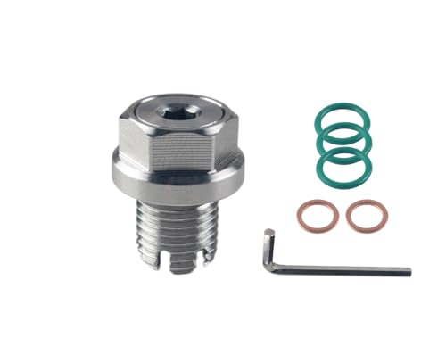 DEWHEL Stainless Steel M14.1-1.5 x 15mm Oversize Piggyback Oil Drain Plug Self Tapping Oil Pan Thread Repair Kit W/O-ring and Hexagonal Wrench