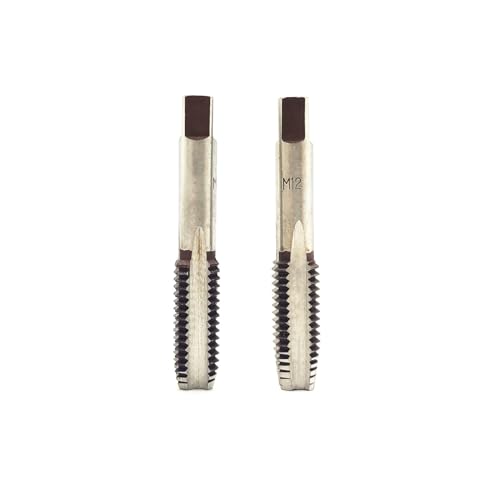 AtticZone M12 x 1.75 Metric Hand Thread Tap, Right Hand, Alloy Tool Steel, 1 Taper Tap, 1 Plug Tap for Metal Working DIY Industrial - size: M12x1.75