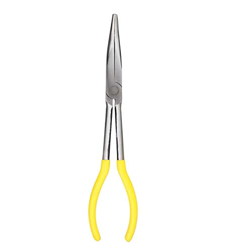 11 Inch Long Reach Long Nose Pliers | Designed for Mechanics, Technicians, and Contractors | Work with Delicate or Difficult-to-Reach Pieces | Milled-Jaws | Steel “25 Degree Bent Nose Plier - color: Yellow--25 Degree