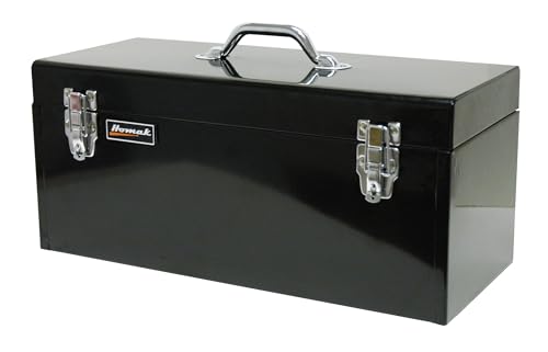 Homak Steel Flat Top Toolbox with Removable Tray, Black, 20 Inches - color: Black