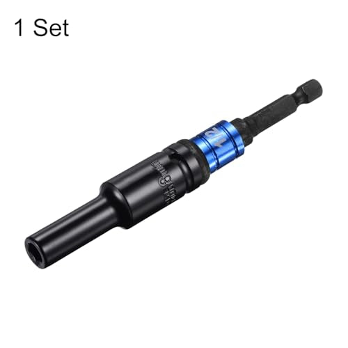 HARFINGTON Deep 6-Point Impact Socket 1/2" Drive 8mm Metric Socket 3" Length with 1/4" Hex Shank Adapter, CR-V Steel Socket Adapter Accessory Tool Set Kit for Hex Bolts Nuts - size: 8mm