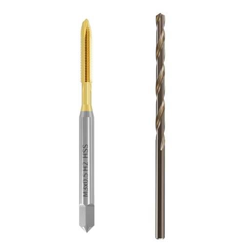 Tap and Drill Bit Set, M3x0.5 Tap and 2.5mm Twist Drill, HSS | For M3x0.5 Thread Tapping and Drilling, Ti Coated Tap and Twist Drill Combo for Industrial Mechanics Metalworking - size: M3*0.5 + 2.5mm