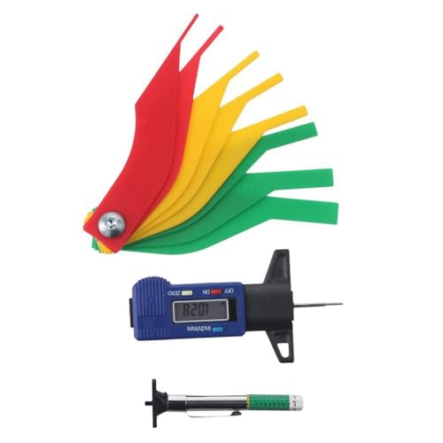 3 Pcs Automotive Brake Pad Measuring Tool Kits, Brake Lining Thickness Gauge Coded Tire Tread Depth Gauge Brake Pad Measuring Tool for Car, Vehicle, Automotoive