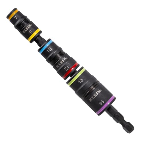 Klein Tools 32933M 6-in-1 Metric Impact Socket Set, 3 Flip Sockets with 7, 8, 10, 12, 13 and 14 mm Nut Driver Sizes, Impact Rated 5-Inch Shaft - style: 6-in-1