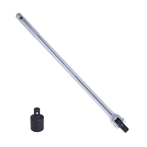 Janno 18Inch 1/2 Breaker Bar With Adapter, 180 Degree Rotatable, Breaks Rusted Nuts and Bolts