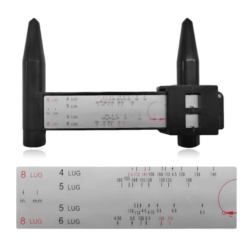 KVAEY Wheel PCD Gauge, Wheel Rim Bolt Pattern Measuring Tool, Automotive Wheel Stud Measuring PCD Ruler for Quick Measurement, Lug Bolt Pattern Gauge for 4 5 6 8 Holes Sliding Caliper