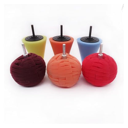 Car Polishing Pad Buffing Foam Sponge Pad Cone Polisher Buffer Pad Automotive Waxing Kit for Car Wheel Hub Headlight Polishing - color: 6pc