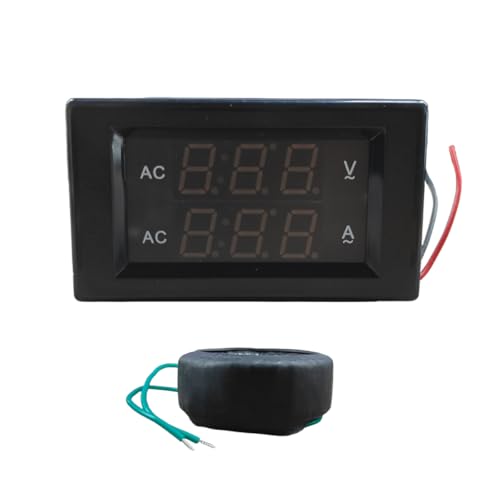 Digital Volt Amp Meter 2-in-1, AC 500V 200A Dual LED Display Voltmeter Ammeter with Current Transformer, 2-Wire Panel Meter Multimeter for Boat Automotive Voltage&Current Testing(AC500V-200A) - size: AC500V-200A