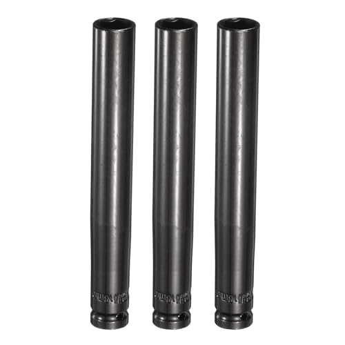 HARFINGTON 3pcs 6-Point Deep Impact Socket 1/2" Drive 18mm Metric Socket 8" (200mm) Extra Long Heat-Treated 45# Steel for Home Auto Spindle Axle Hex Nuts Bolts Repair, Black - size: 18mm + 8" Long
