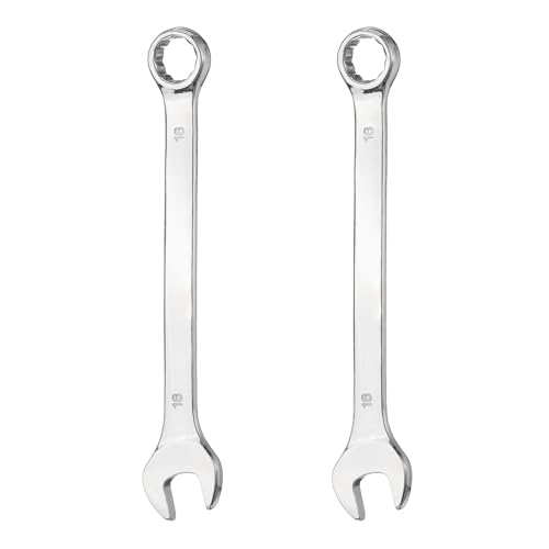 HARFINGTON 2Pcs Combination Wrench 16mm Metric 12-Point Box and Open End 45# Carbon Steel Double Ended Spanner Tool for Automotive Pipe Furniture Machinery DIY Repair, Silver White - size: 16mm