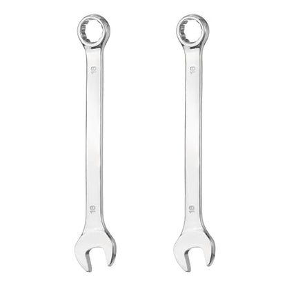 HARFINGTON 2Pcs Combination Wrench 16mm Metric 12-Point Box and Open End 45# Carbon Steel Double Ended Spanner Tool for Automotive Pipe Furniture Machinery DIY Repair, Silver White - size: 16mm