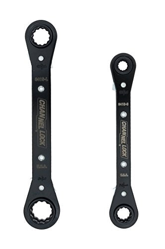 Channellock 841S 8-in-1 SAE Ratcheting Wrench Set | 8 sizes in 2 Pieces Including 5/16, 3/8, 7/16 ,9/16, 5/8, 11/16, 3/4-Inch | 12 Point Ratchet | Heat Treated for Durability | Made in USA , Black - style: 2 Piece SAE