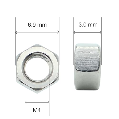 320 Pcs M4-0.7 Hex Nuts, 304 Stainless Steel | Standard Metric Coarse Thread, Hardware Nuts - size: M4 (320Pcs)