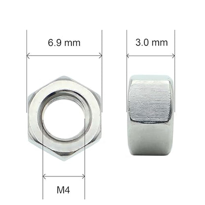 320 Pcs M4-0.7 Hex Nuts, 304 Stainless Steel | Standard Metric Coarse Thread, Hardware Nuts - size: M4 (320Pcs)