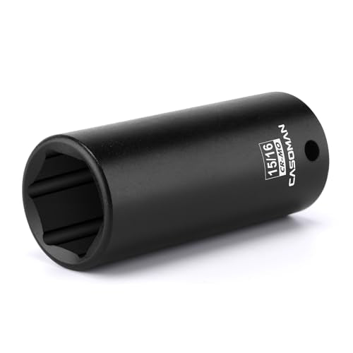 CASOMAN 1/2" Drive x 15/16" Deep Impact Socket, 6-Point, SAE, CR-MO - size: 23.81 mm (Deep), style: 6-Point Socket