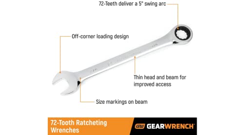 GEARWRENCH 13 Piece 12 Point Ratcheting Combination Wrench Set SAE | 9312 - size: One Size, style: 13 Piece SAE