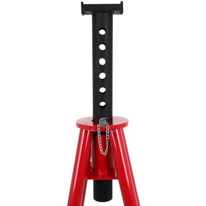 SCITOO 10 Ton (20 000 lb) Pin Type Jack Stands Red Steel Safety Lift Stand - Adjustable 30-48" Height 17"x17" Base & 3-1/8"x5-3/8" Saddle for Vehicle Repair
