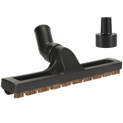 Hardwood Brush Vacuum Attachment for 1 1/4" 2 1/2" Shopvac Wet Dry Vacs, Horsehair Bristles Parquet Nozzle, 12" Shop Vac Floorhead Accessory (1.25" Hard Floor Head & 2.5" Vac Hose Adapter)