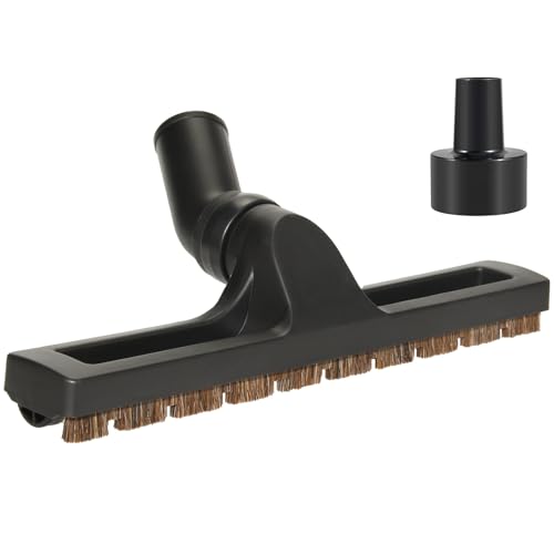 Hardwood Brush Vacuum Attachment for 1 1/4" 2 1/2" Shopvac Wet Dry Vacs, Horsehair Bristles Parquet Nozzle, 12" Shop Vac Floorhead Accessory (1.25" Hard Floor Head & 2.5" Vac Hose Adapter)