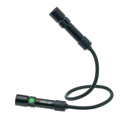 LitezAll Rechargeable Bendable Neck Light | 500 Lumen Dual Magnetic Flashlights | Hands Free Flexible Gooseneck Reading Light | Portable LED Work Light for Mechanics, Knitting & Repairs