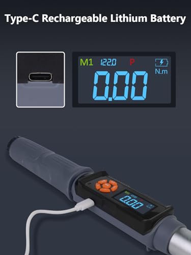 Goseek Upgraded Rechargeable Digital Torque Wrench, 12.5-250.7Ft-lbs/17-340Nm, 1/2'' Drive Electric Torque Wrench Set with Buzzer & LED & Vibration for Car Motor Tires Auto Repair