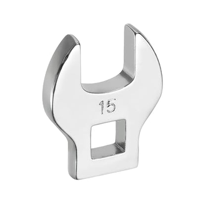 HARFINGTON Drive Crowfoot Wrench 3/8 Inch 15mm Metric Flare Nut Wrench CR-V Steel Electroplating Open End Crowfoot Spanner for Automotive Repair Mechanics, Bright Silver - size: 3/8 Inch x 15mm