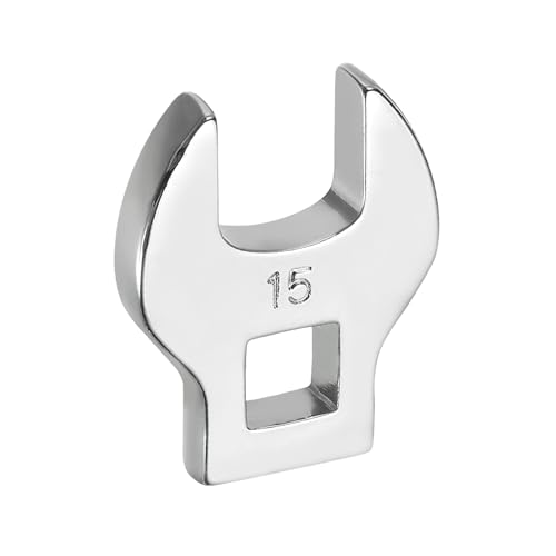 HARFINGTON Drive Crowfoot Wrench 3/8 Inch 15mm Metric Flare Nut Wrench CR-V Steel Electroplating Open End Crowfoot Spanner for Automotive Repair Mechanics, Bright Silver - size: 3/8 Inch x 15mm