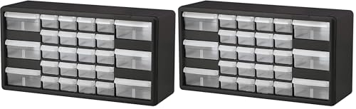 Akro-Mils 26-Drawer Plastic Drawer Storage Cabinet for Garage Organization, Bead Organizer, Building Bricks Storage, Teacher Toolbox, Makeup Organizer, 20-Inch W x 6-Inch D x 10-Inch H, 10126 Black - color: Black, size: 26 Drawer, style: 2 pack