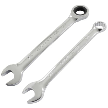 3/4 Inch Ratcheting Wrench 2 Pcs 72-Tooth 12-Point Chrome Plated | Forged 45# Carbon Steel Durable, 5-Degree Arc For Tight Spaces, 12-Point Protects Fasteners, Polished Chrome Anti-Rust - size: 3/4 Inch