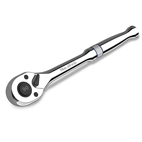 DURATECH 1/4-Inch Drive Ratchet, 90-Tooth Quick-release Ratchet Wrench, Reversible, Cr-V Made, Full Polished, Stocking Stuffers for Men Women Gifts for Men Gifts for Women - size: 1/4"(Polished)