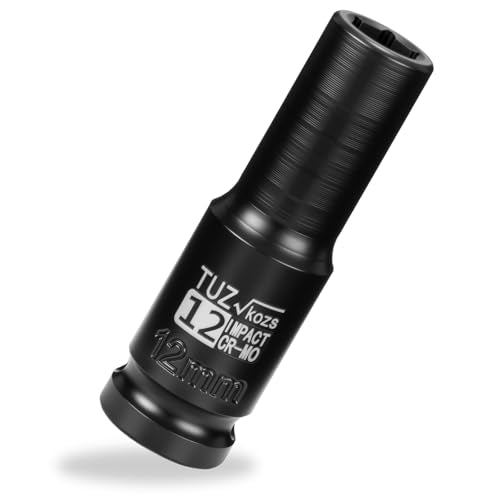 1/2 Inch Drive 12mm Deep Metric 6 Point CR-MO Impact Socket | Radius Corner Design,Square Chamfered Opening,Axle Nut Impact Grade Socket for Easy Removal - size: 1/2” Drive 12mm Deep, style: 1/2" Drive Deep Socket