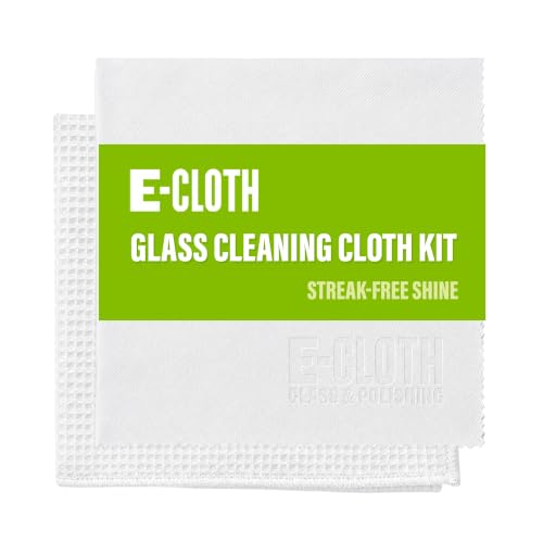 E-Cloth Microfiber Window Cleaning Cloth Kit - Glass Cleaning Cloth for Windows, Mirrors, Cars, Lenses, Eyeglasses, & More, Streak Free Clean, Machine Washable Reusable Towel - Recycled - color: Colorless, size: 1 Kit